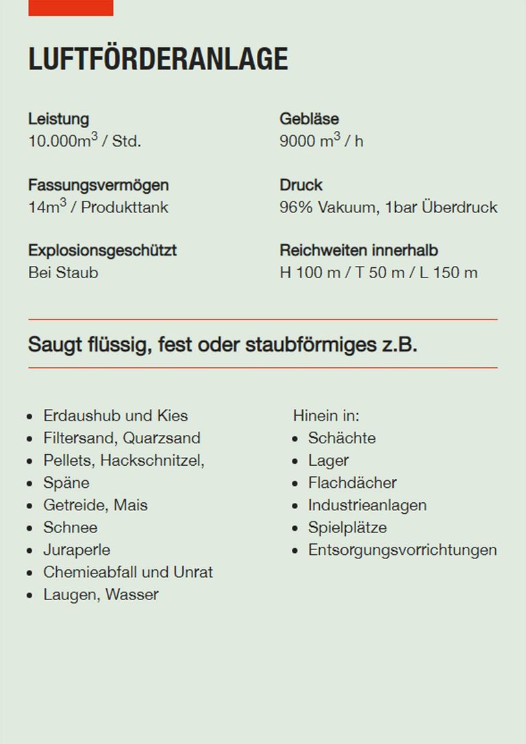 Saugbagger Troisdorf - Technische Daten LFA